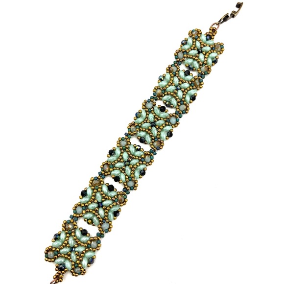 Hand Crafted Victorian Bracelet Aqua and Bronze - Picture 3 of 10